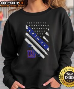 Alt Text: Cozy New York Giants football sweatshirt featuring an American flag design, perfect for teachers and fans alike.