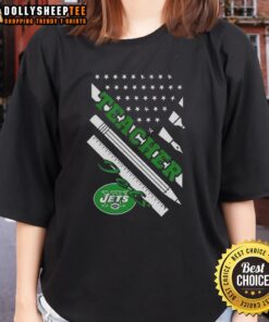 Hot New York Jets Football X Teacher American Flag Ladies Tee showcasing team spirit and style for female fans.