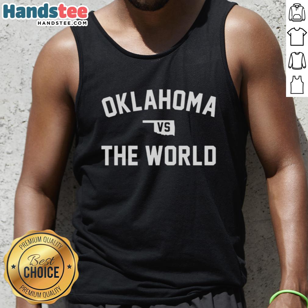 hot-oklahoma-vs-the-world-tank-top Stylish Hot Oklahoma Vs The World Tank Top showcased on a mannequin, perfect for casual summer outfits.