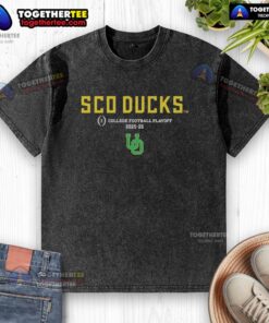 Alt Text: Hot Oregon Ducks Football 2025 CFP Sco Ducks Logo washed t-shirt, featuring vibrant team colors and logo design.