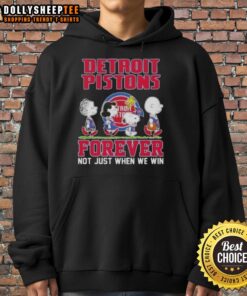 Alt Text: Hot Peanuts Snoopy and Friends Detroit Pistons Forever hoodie featuring vibrant graphics and cozy design for fans.