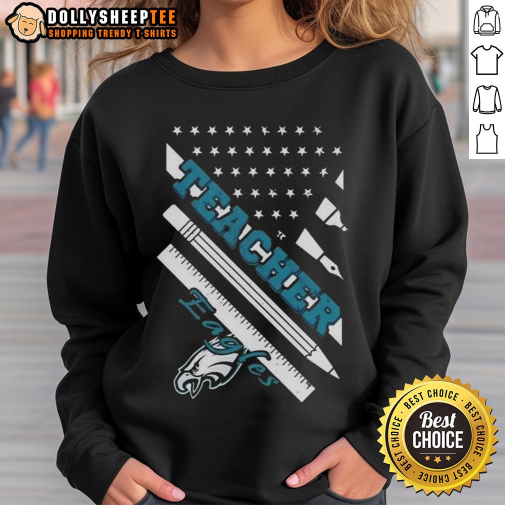 Hot Philadelphia Eagles Football X Teacher American Flag Sweatshirt Alt Text: Cozy hot Philadelphia Eagles football sweatshirt featuring an American flag design, perfect for fans and teachers.