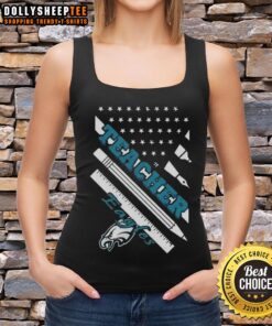 Hot Philadelphia Eagles football tank top for teachers featuring an American flag design, perfect for game day.