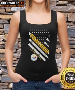 Hot Pittsburgh Steelers football tank top featuring American flag design, perfect for game day or casual wear.