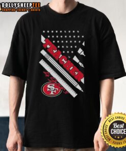 Hot San Francisco 49ers Football X Teacher American Flag T-Shirt showcasing a stylish design for fans and educators.