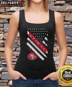 Hot San Francisco 49ers football tank top for teachers featuring an American flag design, perfect for game day.