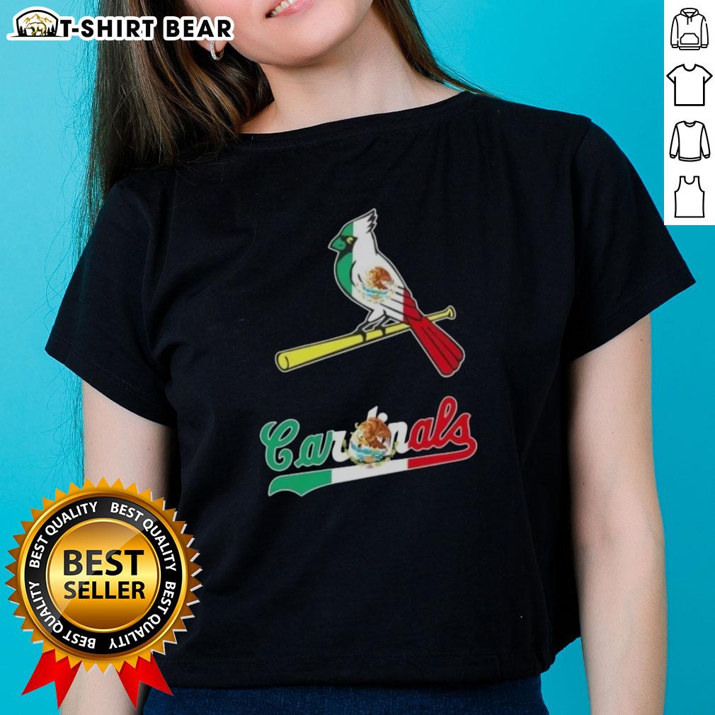 Hot St.Louis Cardinals Baseball X Mexican Flag Ladies Tee Stylish ladies tee featuring the St. Louis Cardinals logo and vibrant Mexican flag design, perfect for baseball fans.