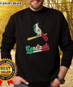 Hot St. Louis Cardinals baseball sweatshirt featuring vibrant Mexican flag design, perfect for fans and stylish comfort.