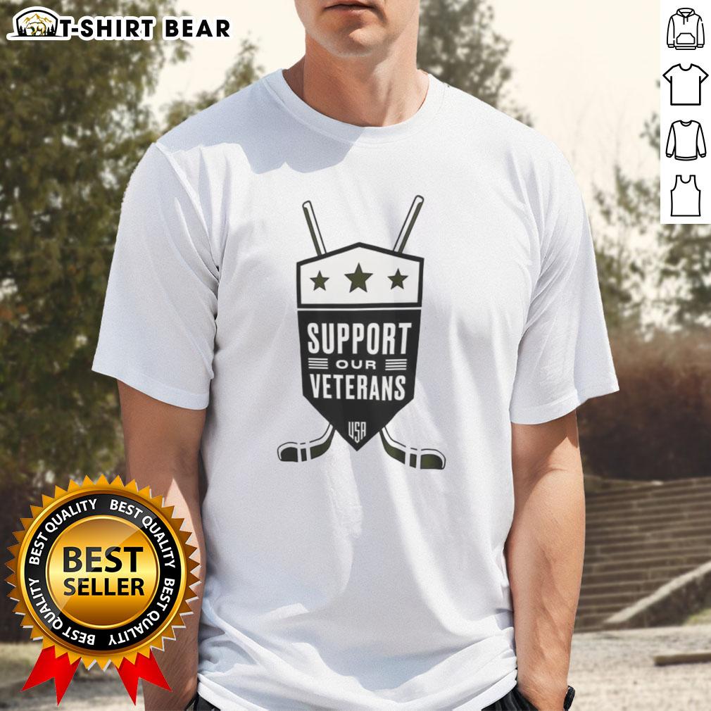 Hot Support Our Veterans Usa Nhl T Shirt Hot Support Our Veterans USA NHL T-Shirt featuring patriotic design and team logo, perfect for hockey fans supporting veterans.