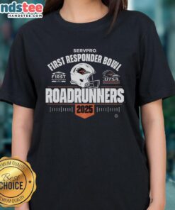 Hot Utsa Roadrunners 2025 First Responder Bowl ladies tee featuring team colors and logo for fans and supporters.