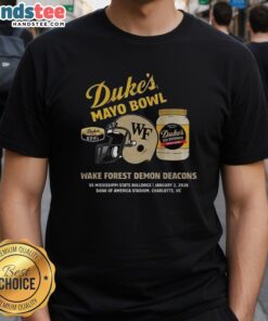 Hot Wake Forest Demon Deacons 2026 Duke's Mayo Bowl T-Shirt featuring bold team graphics and vibrant colors.