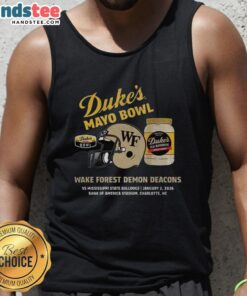 Hot Wake Forest Demon Deacons 2026 Dukes Mayo Bowl tank top showcasing team pride and stylish fan apparel.