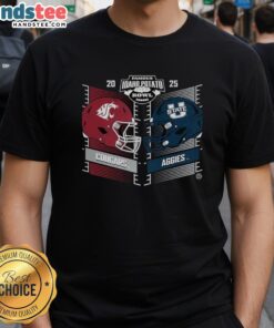 Hot Washington State Cougars vs Utah State Aggies Famous Idaho Potato Bowl 2025 T-shirt featuring bold team graphics.