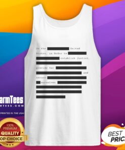 Hot We The United States tank top featuring 'Establish Justice' design for patriotic apparel enthusiasts.