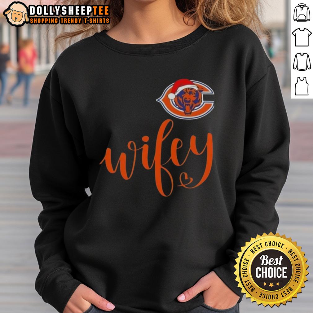Hot Wifey Chicago Bears Santa Hat Merry Christmas Sweatshirt Hot Wifey Chicago Bears sweatshirt with Santa hat, perfect for a festive Merry Christmas celebration.