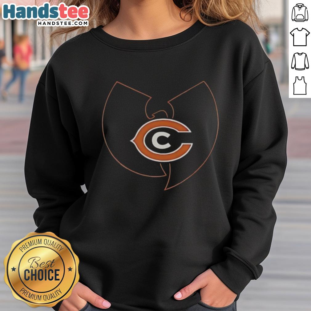hot-wu-tang-clan-x-chicago-bears-mashup-logo-sweatshirt Alt Text: Hot Wu-Tang Clan x Chicago Bears mashup logo sweatshirt featuring bold graphics and vibrant colors.