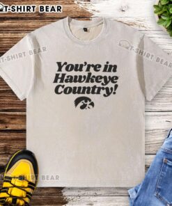 Hot Youre In Hawkeye Country washed t-shirt featuring a vintage design perfect for Iowa fans and casual wear.