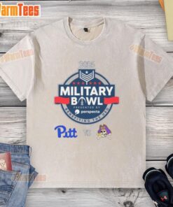 Official Pittsburgh Panthers vs. East Carolina Pirates 2025 Military Bowl washed t-shirt featuring team logos and vibrant colors.