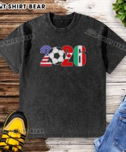 Alt Text: Nice 2026 International Soccer Tournament flags on a washed t-shirt, showcasing vibrant colors and sporty design.