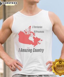 Stylish tank top featuring 'Nice 3 Territories 10 Provinces 1 Amazing Country' design, perfect for showcasing your Canadian pride.