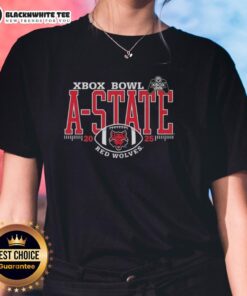 Nice A State Red Wolves Xbox Bowl 2025 ladies tee, featuring vibrant team colors and stylish design for fans.