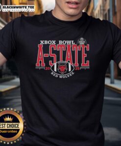 Nice A-State Red Wolves Xbox Bowl 2025 T-Shirt featuring bold graphics and team colors for fans celebrating the event.