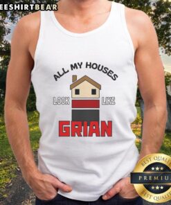 Grian tank top design featuring a colorful house pattern, showcasing a stylish look for fans of Minecraft.