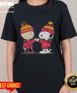 Nice Arizona Cardinals Snoopy and Charlie Brown Best Friends Ladies Tee featuring playful design and team spirit.