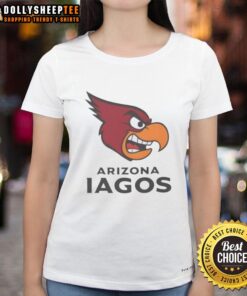 Nice Arizona Iago's Cardinals Pro Football tee featuring Aladdin's Iago and Jafar design for women.