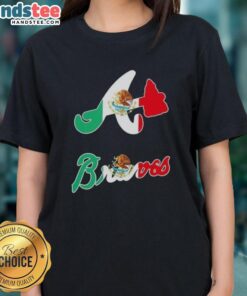 Atlanta Braves ladies tee featuring a stylish design with the Mexican flag, perfect for baseball fans and cultural pride.