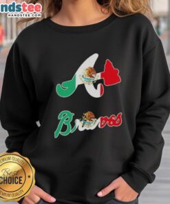 Cozy Atlanta Braves baseball sweatshirt featuring a vibrant Mexican flag design for fans of both teams.
