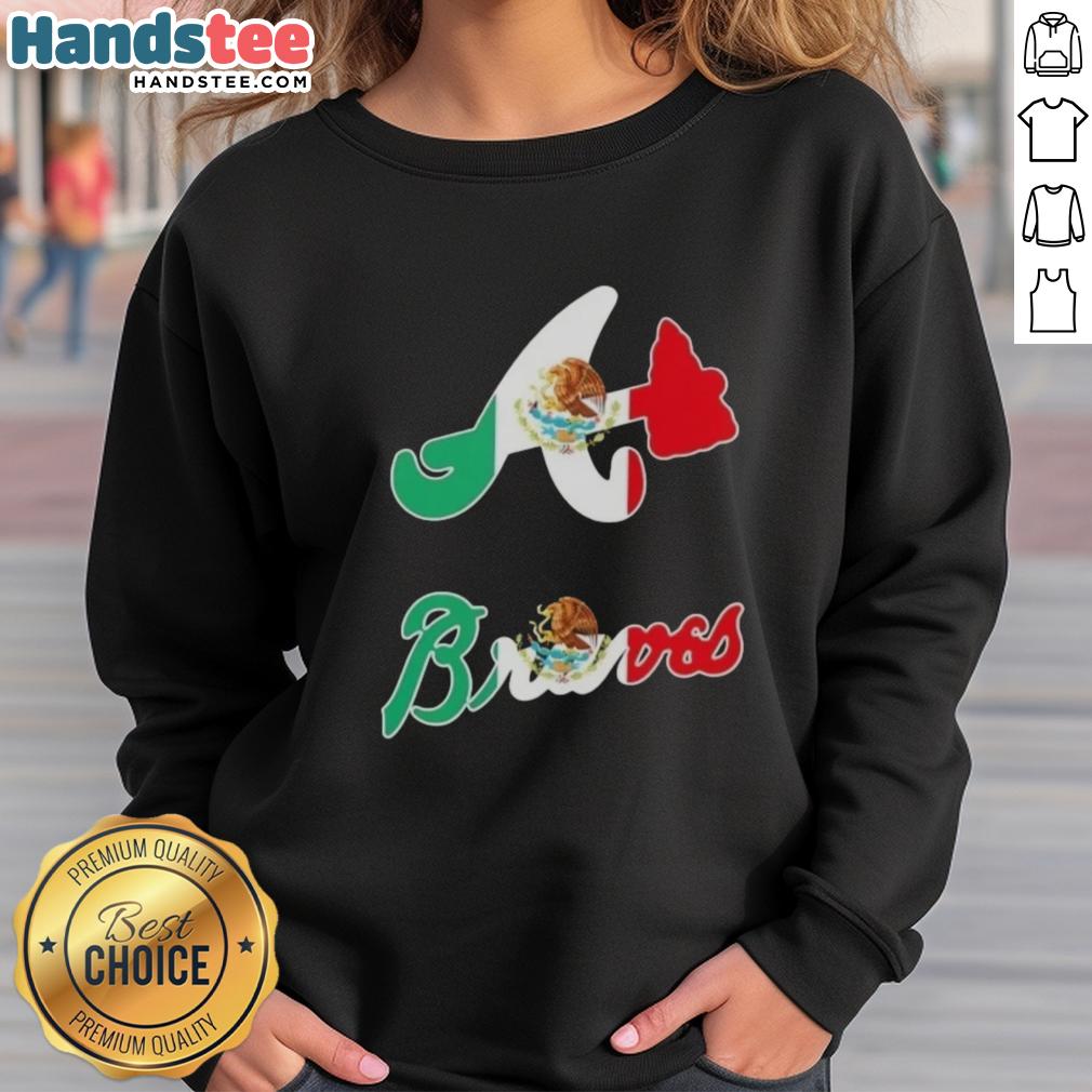 nice-atlanta-braves-baseball-x-mexican-flag-sweatshirt Cozy Atlanta Braves baseball sweatshirt featuring a vibrant Mexican flag design for fans of both teams.