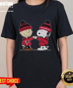 Nice Atlanta Falcons Snoopy and Charlie Brown Best Friends ladies tee featuring vibrant graphics and team colors.