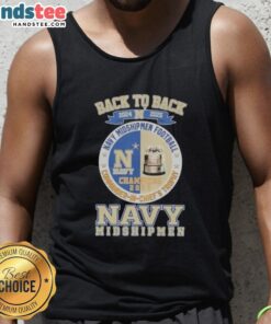 Alt Text: Navy Midshipmen Football Commander in Chiefs Trophy tank top for 2024-2025, featuring a stylish back-to-back design.