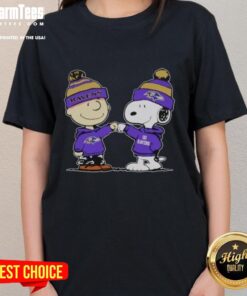 Nice Baltimore Ravens Snoopy and Charlie Brown Best Friends Ladies Tee, perfect for fans and casual wear.