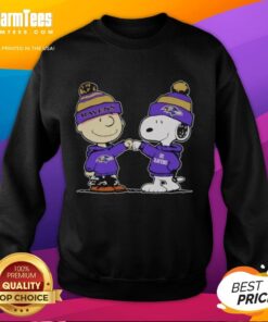 Nice Baltimore Ravens Snoopy and Charlie Brown Best Friends sweatshirt featuring fun cartoon design and team colors.