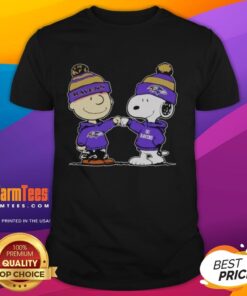 Nice Baltimore Ravens Snoopy and Charlie Brown best friends T-shirt featuring playful graphics of the beloved characters.