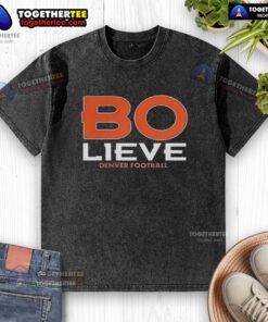 Alt Text: Nice BO NIX Denver Broncos football Bolieve washed t-shirt in blue, perfect for fans showing team spirit.