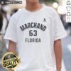 Brad Marchand Florida Panthers Ice Hockey T-Shirt featuring name and number 63 in vibrant colors for fans.