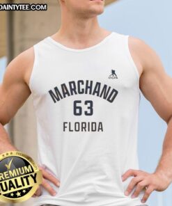 Nice Brad Marchand Florida Panthers ice hockey tank top featuring name and number 63 for fans and players.
