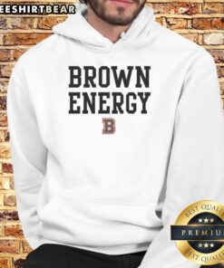 Nice Brown Bears Brown Energy B Hoodie displayed on a hanger, showcasing its cozy design and vibrant colors.