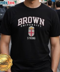 Nice Brown University Strong Logo T-Shirt featuring a bold logo on a stylish brown fabric, perfect for alumni and students.