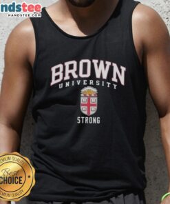 Nice Brown University Strong Logo Tank Top featuring a bold graphic design, perfect for school spirit and casual wear.
