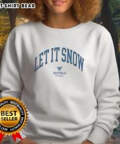Buffalo Bulls Victor sweatshirt in a snowy setting, perfect for winter sports and team pride. Let it snow!