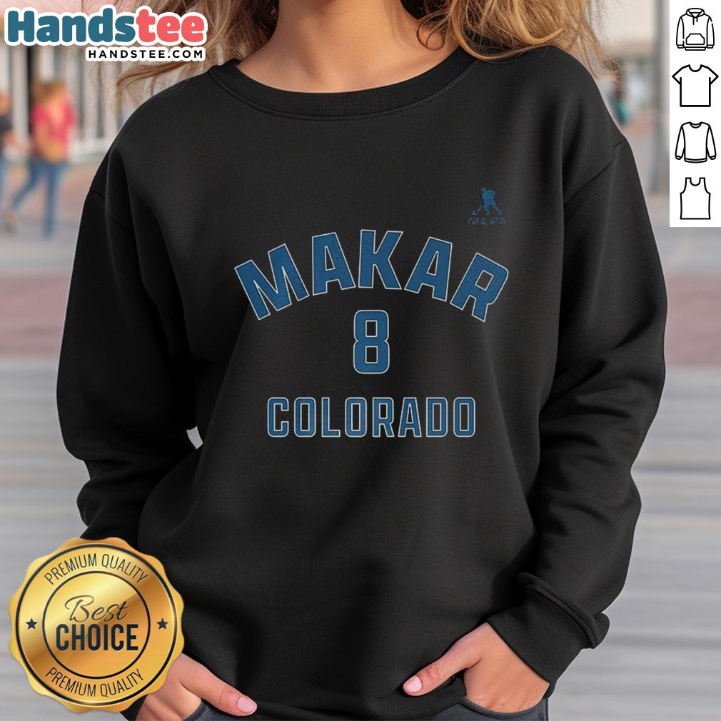 nice-cale-makar-colorado-avalanche-ice-hockey-name-and-number-8-sweatshirt Alt Text: Cale Makar Colorado Avalanche sweatshirt featuring name and number 8, perfect for ice hockey fans.