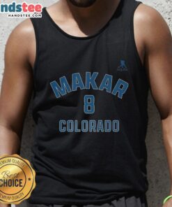 Cale Makar Colorado Avalanche tank top featuring name and number 8, perfect for ice hockey fans.
