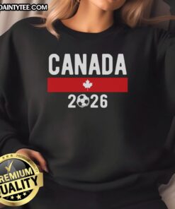 Alt Text: Classic Canadian Soccer Fan Sweatshirt for 2026 in Nice, Canada, showcasing national pride and sports enthusiasm.