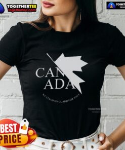 Nice Canada We Stand On Guard For Thee ladies tee featuring a stylish design perfect for patriotic women.