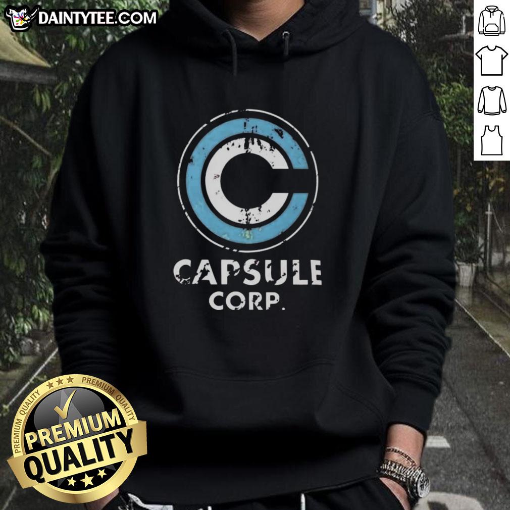 nice-capsule-corp-distressed-logo-dragon-ball-z-hoodie Alt Text: Nice Capsule Corp. Distressed Logo Dragon Ball Z Hoodie featuring iconic design and comfortable fit for fans.