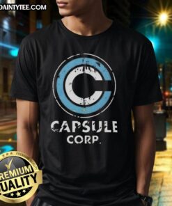 Nice Capsule Corp. distressed logo Dragon Ball Z T-shirt featuring iconic design for anime fans and collectors.